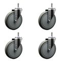 Service Caster 6'' Gray Polyurethane Wheel Swivel 7/16'' Grip Ring Stem Caster Set, 4PK SCC-GR20S614-PPUB-716138-4